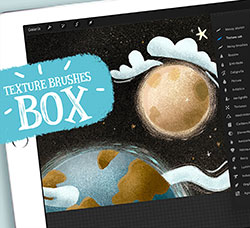 极品Procreate笔刷－10支不同类型的纹理效果：Procreate Texture Brushes Box